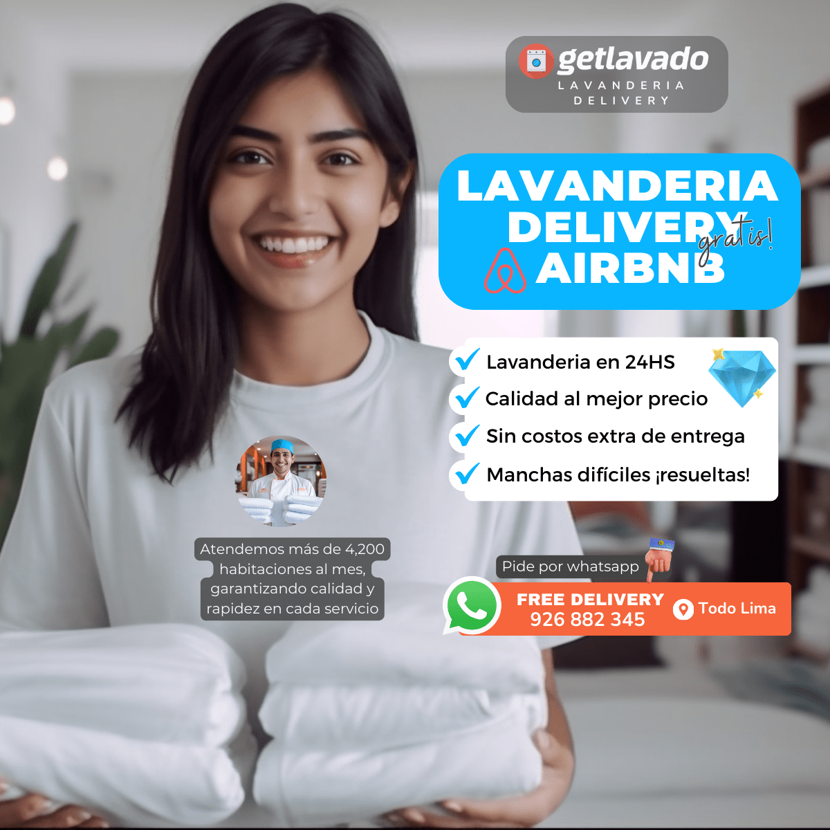 Lavandería para anfitriones de Airbnb en Lima Perú